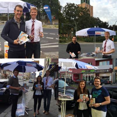 Roman Simon gemeinsam mit Mitgliedern der Jungen Union Tempelhof-Schneberg in Mariendorf