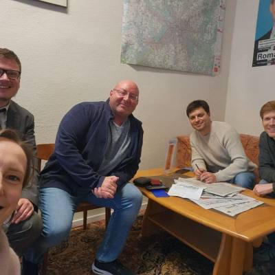 Gemeinsamer Austausch mit den Tempelhof-Schneberger Kollegen der CDU-Fraktion Berlin, Katharina Senge, Frank Luhmann,MdA, Scott Krber, MdA und Christian Zander, ber die Politik fr Berlin und unseren Bezirk fr die kommenden dreieinhalb Jahre der laufenden Wahlperiode.